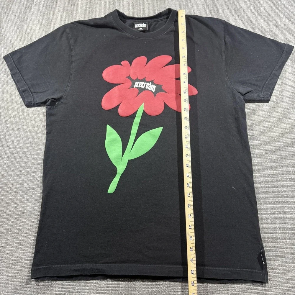 Icecream Shirt Mens XL Black Flower Logo Graphic Tee Short Sleeve‎ Streetwear